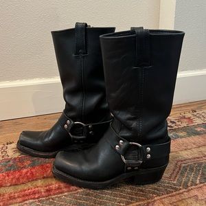 Size 6 FRYE Tall Leather Harness Biker Boots